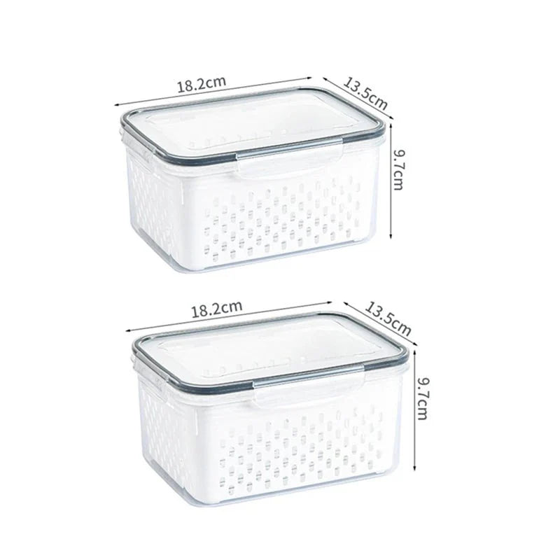 Caixa Organizadora para Geladeira com Cesta de Drenagem - Ideal para Frutas, Legumes e Despensa