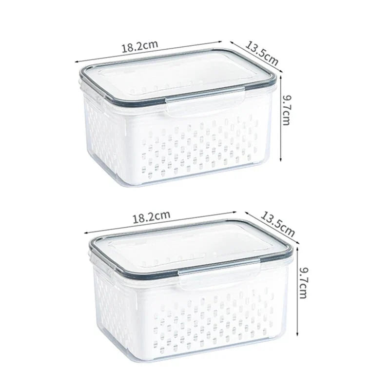 Caixa Organizadora para Geladeira com Cesta de Drenagem - Ideal para Frutas, Legumes e Despensa