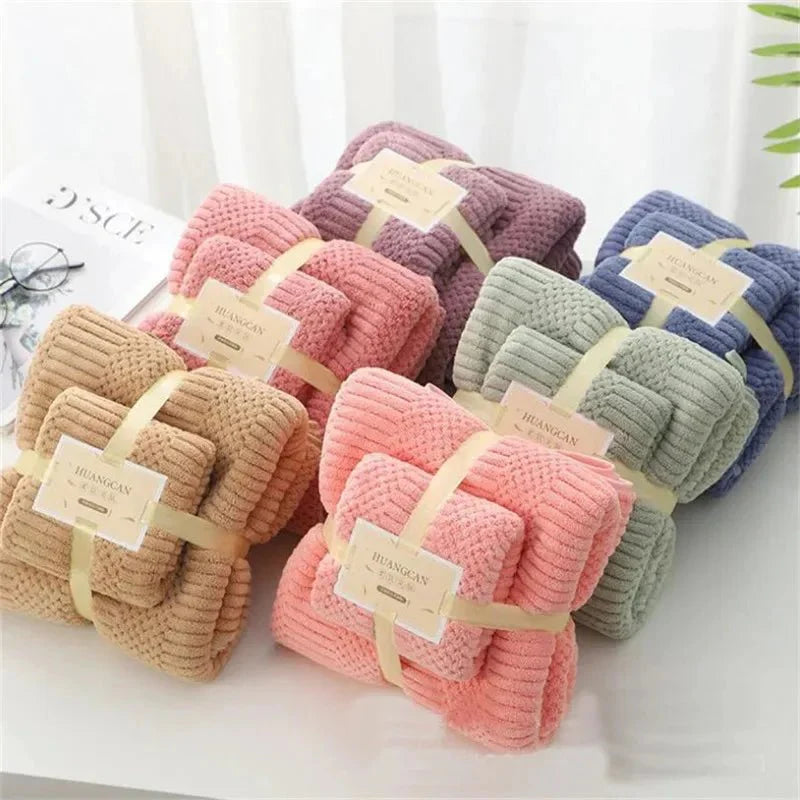 Conjunto de Toalhas em Microfibra Absorvente - Toalha de rosto e toalha de banho