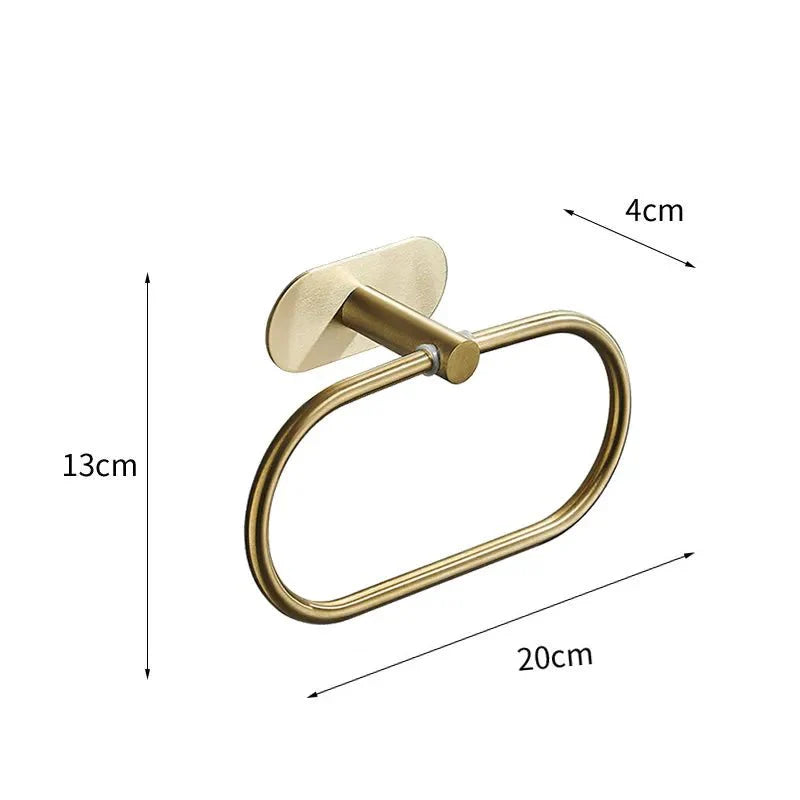 Conjunto Elegante de 5x Acessórios para Banheiro em Dourado - Sem Perfuração, Aço inoxidável