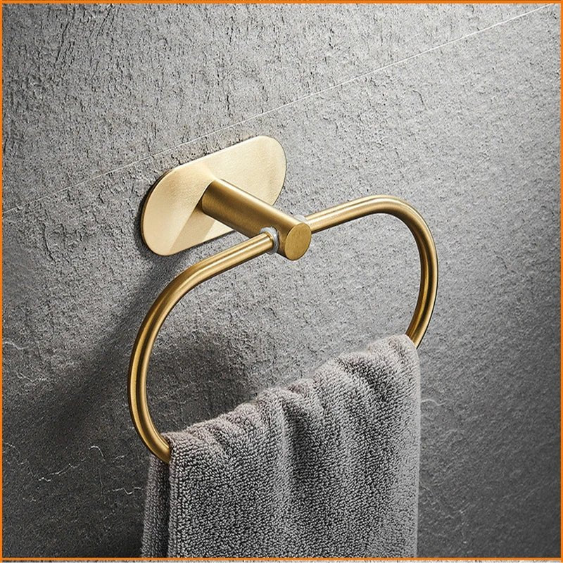 Conjunto Elegante de 5x Acessórios para Banheiro em Dourado - Sem Perfuração, Aço inoxidável