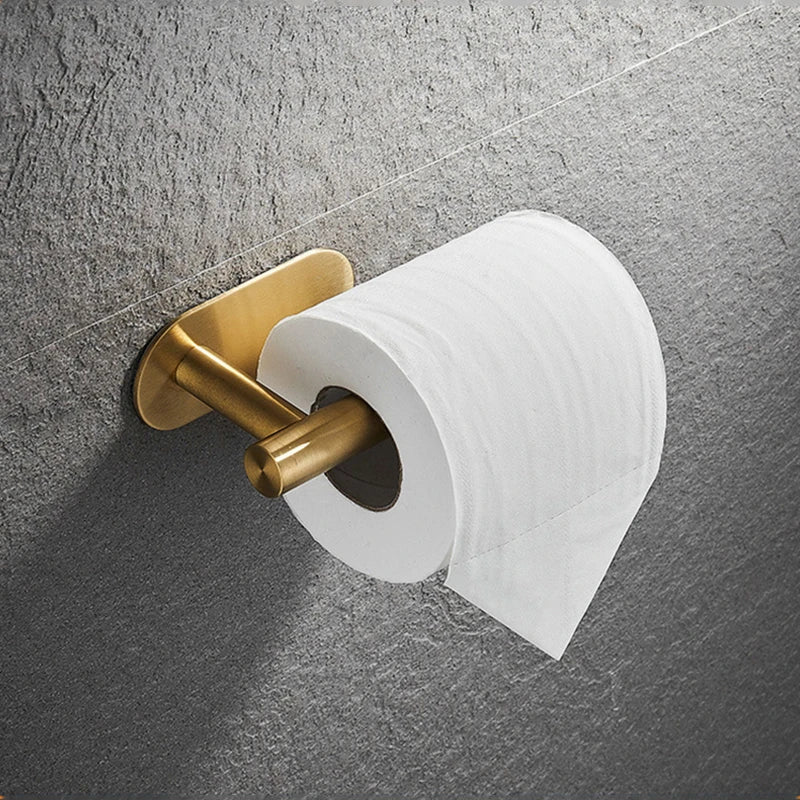 Conjunto Elegante de 5x Acessórios para Banheiro em Dourado - Sem Perfuração, Aço inoxidável