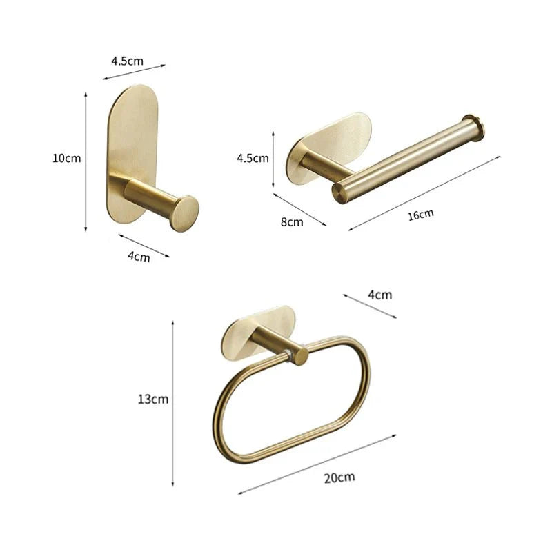 Conjunto Elegante de 5x Acessórios para Banheiro em Dourado - Sem Perfuração, Aço inoxidável