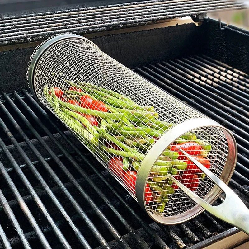 Inox GrillMaster Kit com 3 Unidades - Cesto Redondo de Churrasco