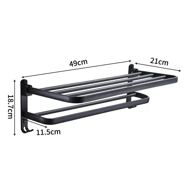 Suporte de Toalha para Montagem na Parede Preto fosco