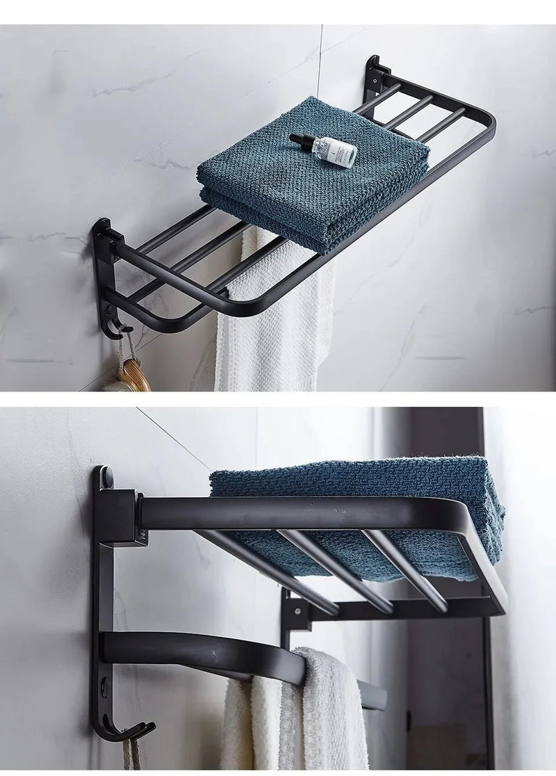 Suporte de Toalha para Montagem na Parede Preto fosco