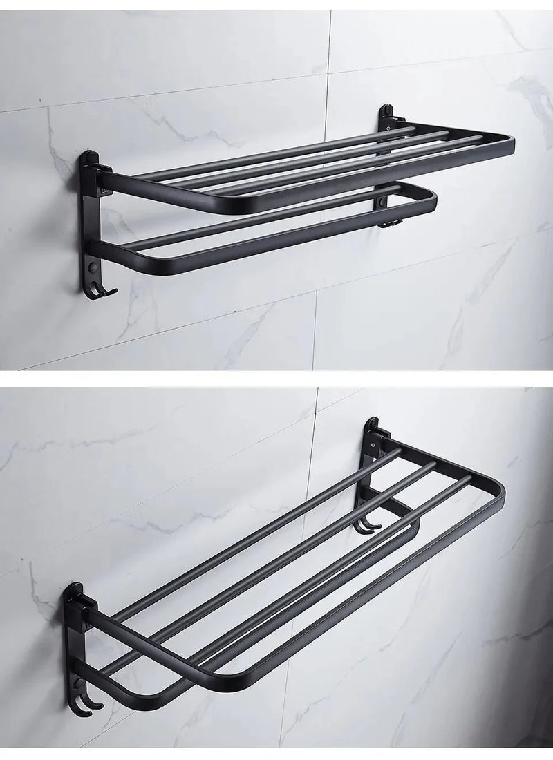 Suporte de Toalha para Montagem na Parede Preto fosco