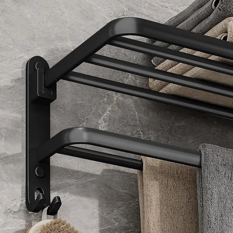 Suporte de Toalha para Montagem na Parede Preto fosco