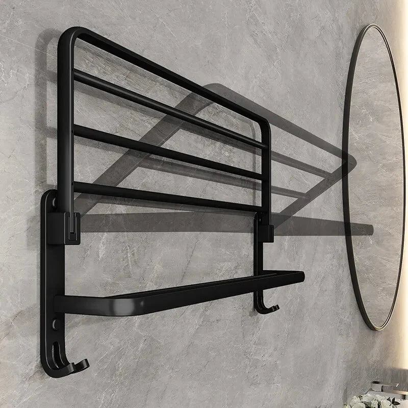 Suporte de Toalha para Montagem na Parede Preto fosco