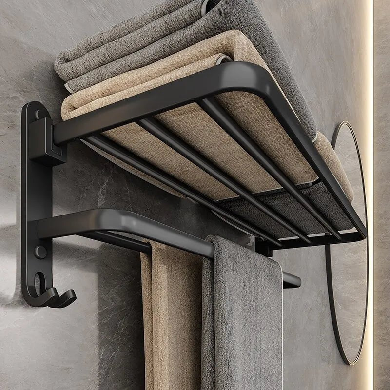Suporte de Toalha para Montagem na Parede Preto fosco