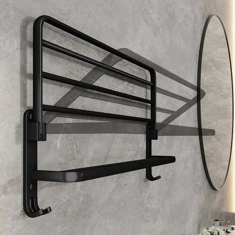 Suporte de Toalha para Montagem na Parede Preto fosco